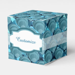 Teal Sparkle Seashell Cube Favour Box