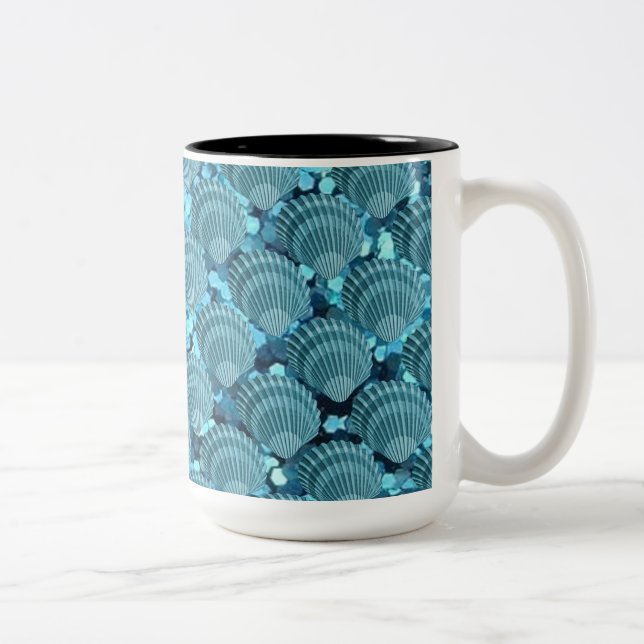 Teal Sparkle Seashell Mug (Right)