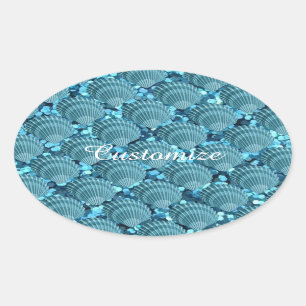Teal Sparkle Seashell Stickers