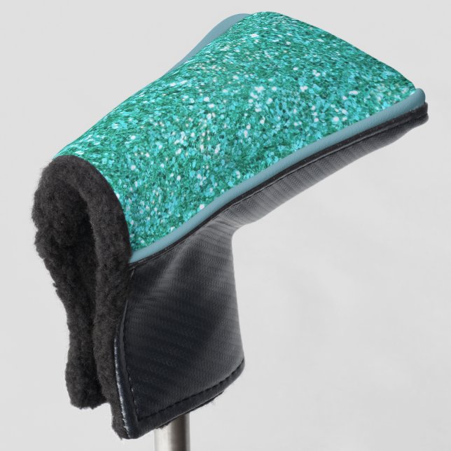 Teal sparkling glitter pattern         golf head cover (3/4 Front)