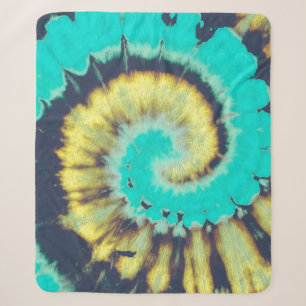 Teal Spiral Abstract. Tye Dye Shirt Circle. Grunge Sherpa Blanket