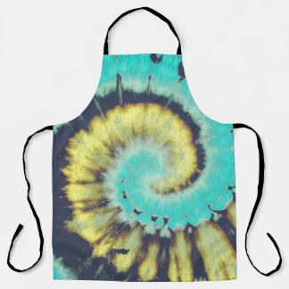 Teal Spiral: Grunge Hippie Texture. Apron