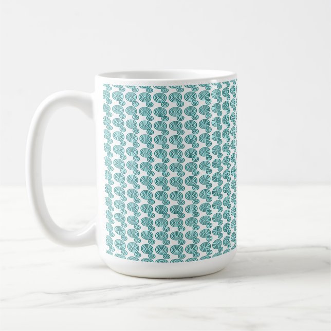 Teal Spiral Pattern Modern Morphing Mug (Left)