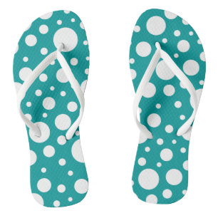 Teal Spots Flip Flops