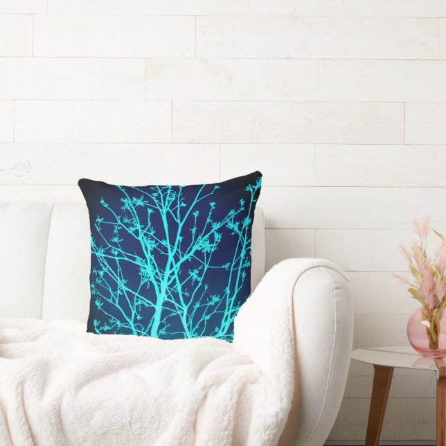 Teal Spring Tree Throw Pillow (Couch)