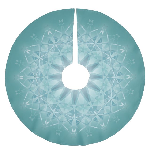 Teal Star  | Mandala Brushed Polyester Tree Skirt (Front)