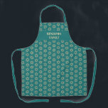 Teal STAR OF DAVID Personalized Apron<br><div class="desc">Stylish, modern teal personalized all-over print apron with Star of David pattern that would make an ideal gift for Mother's Day, Birthdays, and for the Jewish festivals throughout the year, such as Rosh Hashanah, Purim, Hanukkah, Passover, etc. The design shows a TEAL GREEN background colour with placeholder name, which is...</div>