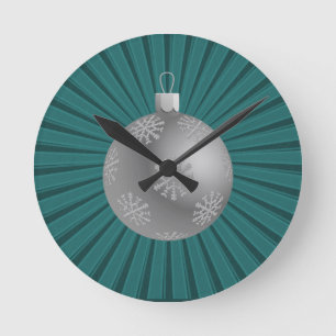 Teal Starburst Stripes Ornament Wall Clock