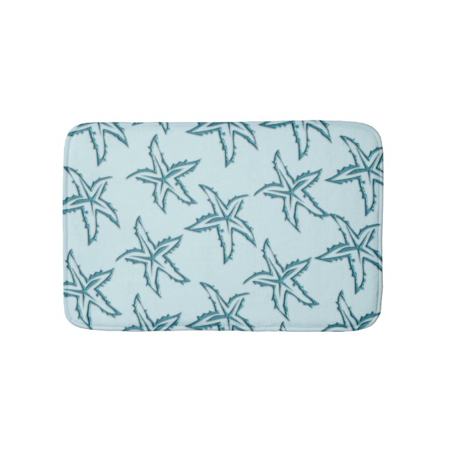 Teal Starfish Bath Mat (Front)