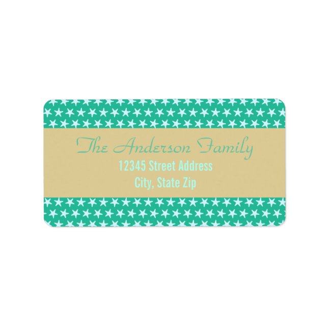 Teal Starfish Beach - Address Labels (Front)