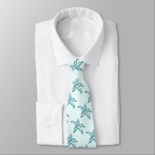 Teal Starfish Blue Tie