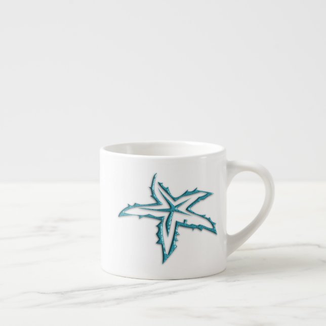 Teal Starfish Espresso Cup (Right)