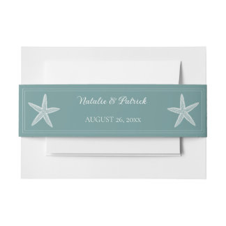 Teal Starfish Invitation Belly Band