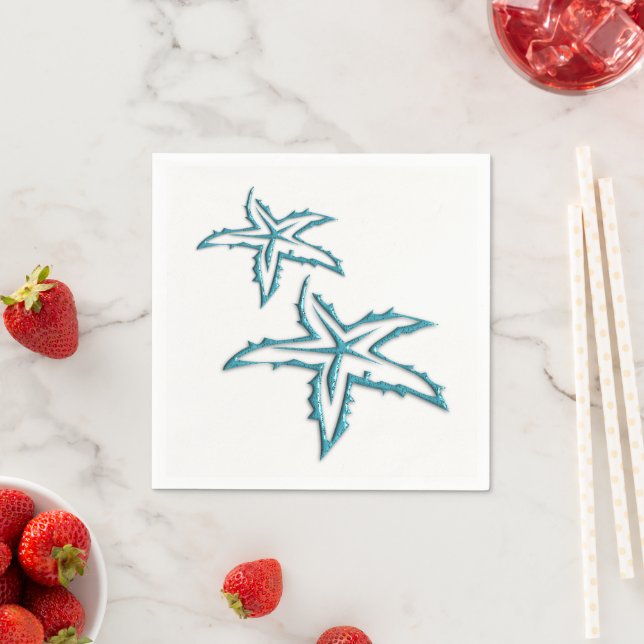 Teal Starfish Napkin (Insitu)
