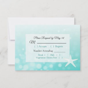 Teal Starfish Oceanic Wedding RSVP card