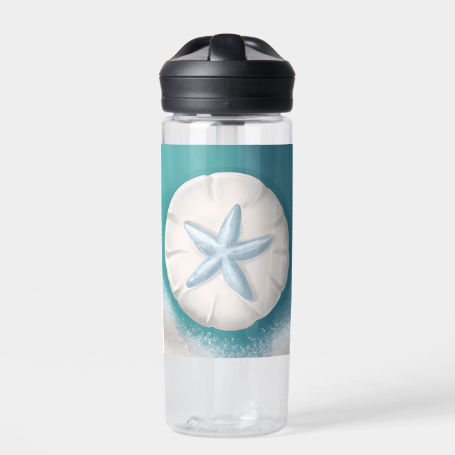 Teal Starfish Personalized Beachy Personalized Water Bottle (Front)