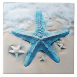 Teal Starfish Seafoam Beach Seashore Watercolor Tile<br><div class="desc">Perfect for adding a touch of seaside charm to your home decor or as a thoughtful gift for beach lovers.</div>