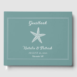 Teal Starfish Wedding Guest Book