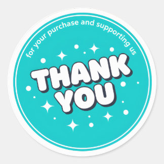 Teal Stars Thank You Business Sticker