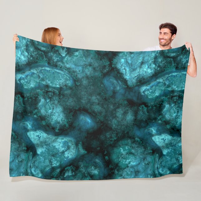 Teal Stone abstract Fleece Blanket (In Situ)