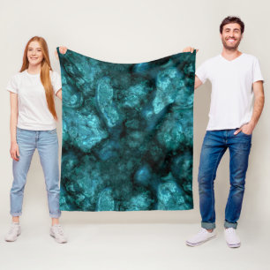 Teal Stone abstract Fleece Blanket
