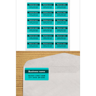 Teal Stripe On Business Address Label