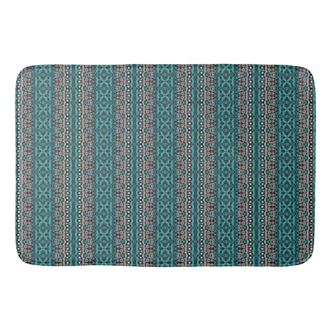 Teal Stripes Bath Mat (Front)