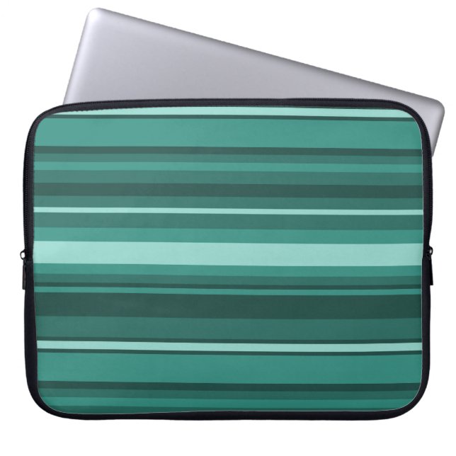 Teal stripes laptop sleeve (Front)
