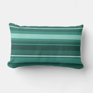 Teal stripes lumbar pillow