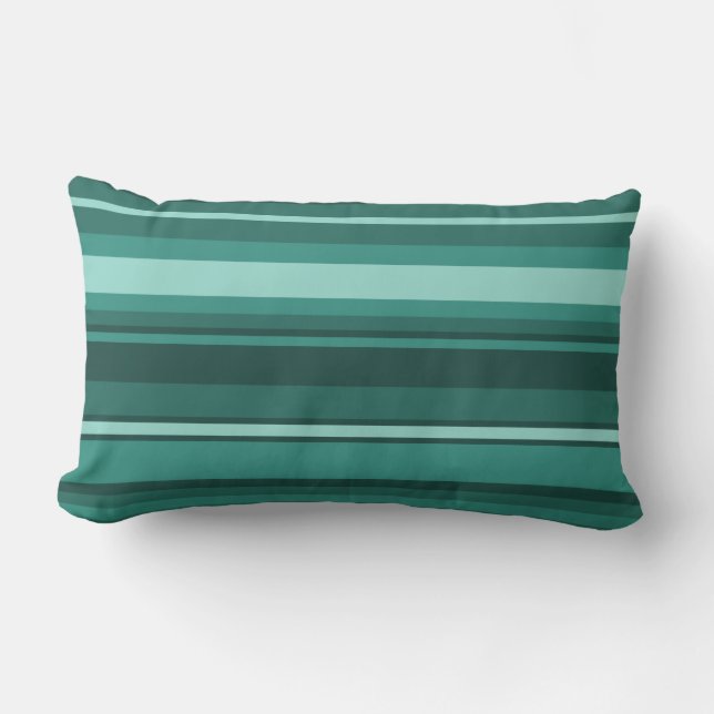 Teal stripes lumbar pillow (Front)