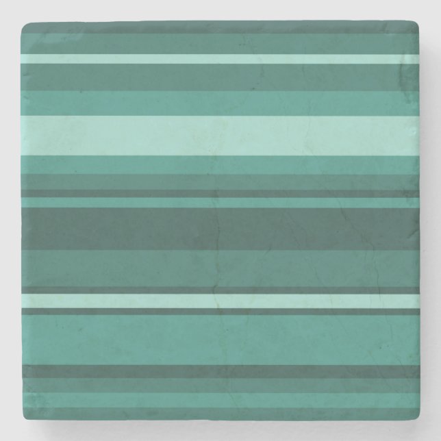 Teal stripes stone coaster (Front)