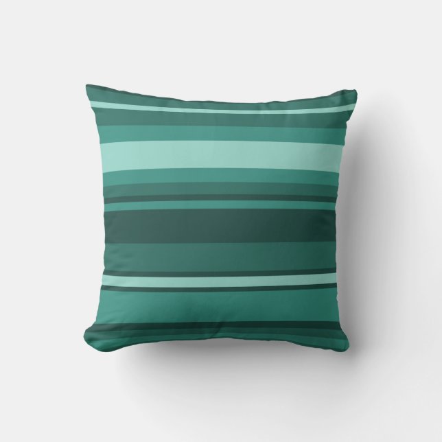 Teal stripes throw pillow (Front)
