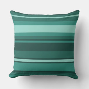 Teal stripes throw pillow