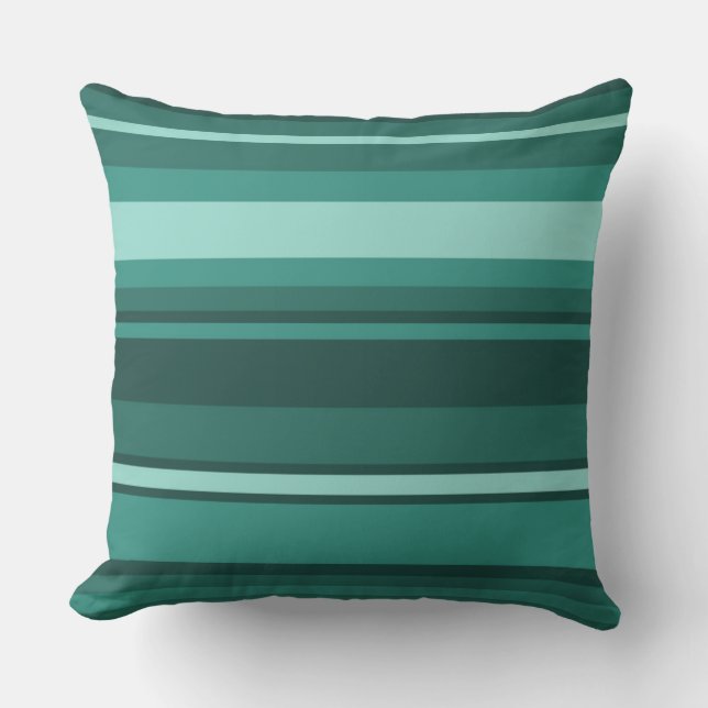 Teal stripes throw pillow (Front)