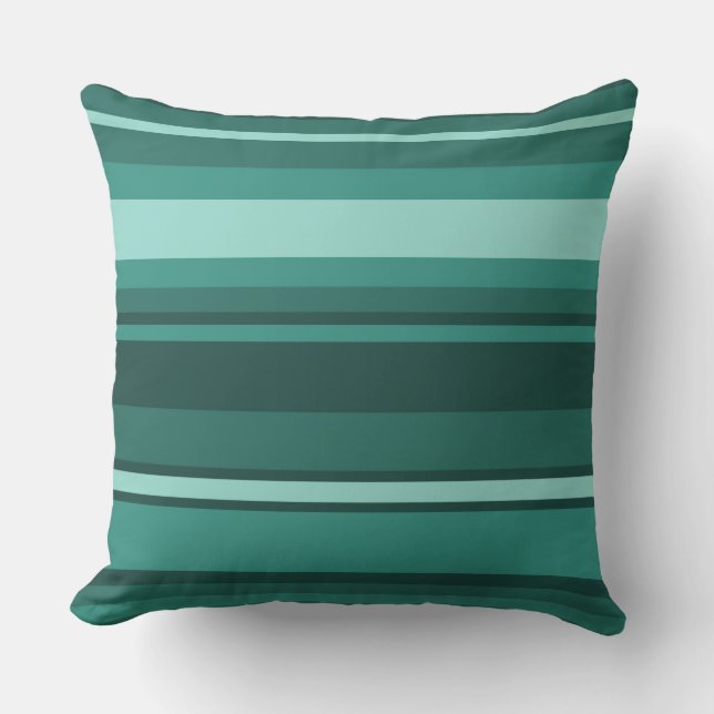 Teal stripes throw pillow (Front)