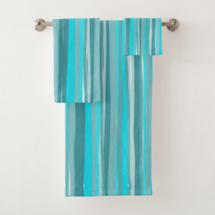 Teal Stripes Vertical Bath Towel Set