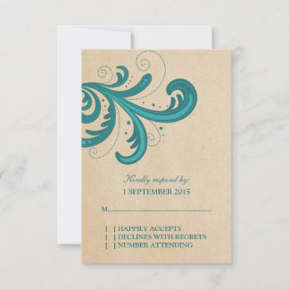 Teal Stylish Swirls Response Card
