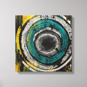 Teal sunset forest Watercolor wall art