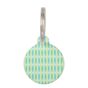 Teal Surfboards Pattern Pet Tag