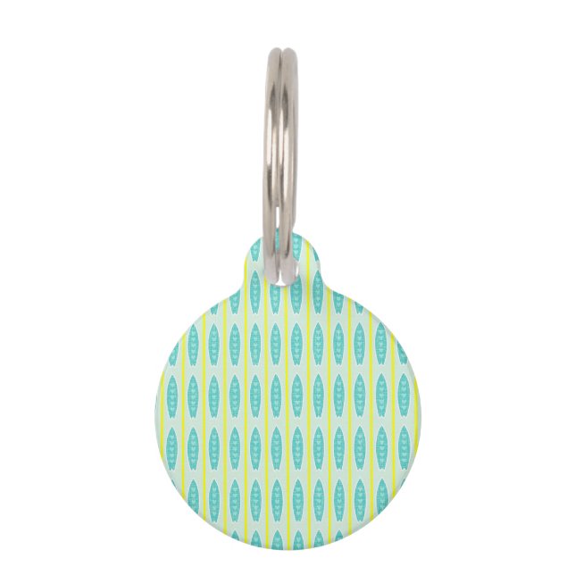 Teal Surfboards Pattern Pet Tag (Front)