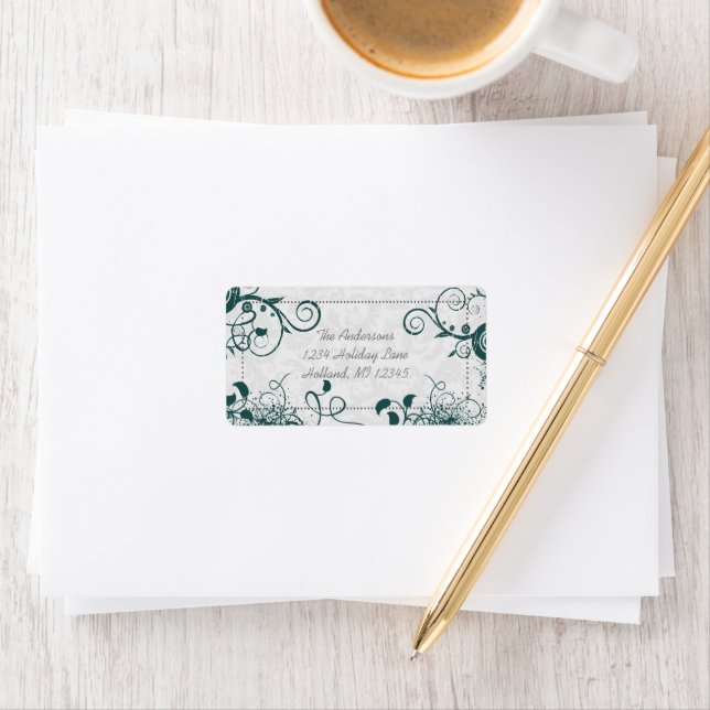 Teal Swirl Return Address Label (Insitu)