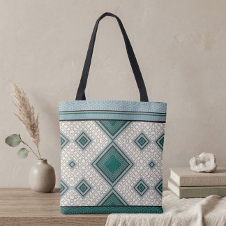 Teal Symmetry Tote Bag