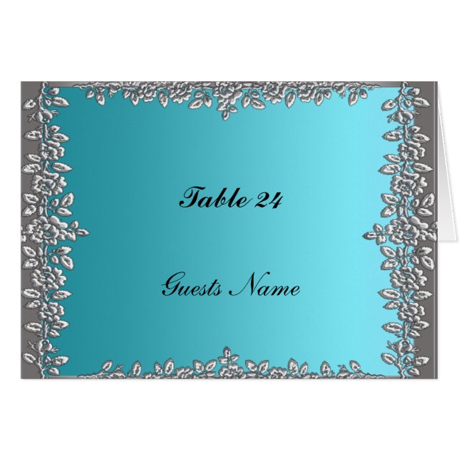 Teal Table Placement Card Menu (Front Horizontal)