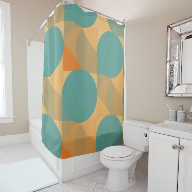 Teal, Tan, and Orange in Retro Look Pattern (In Situ)