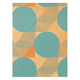 Teal, Tan, and Orange in Retro Look Pattern Tablecloth