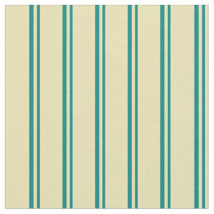 Teal & Tan Pattern of Stripes Fabric