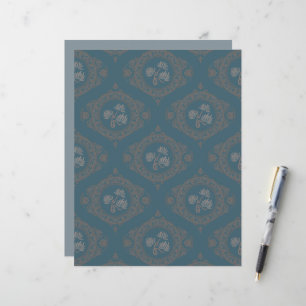 Teal Tapestry Rococo Mandala Ogee Damask Scrapbook