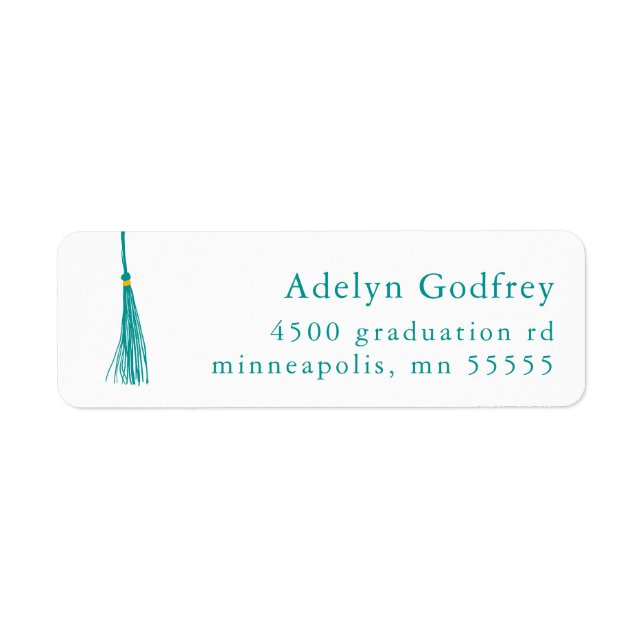 Teal Tassel Graduation Return Address (Front)
