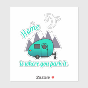 Teal Teardrop Trailer Camper Sticker