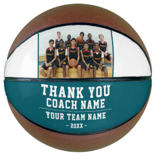 Teal Thank you Coach Team Name Photo Basketball